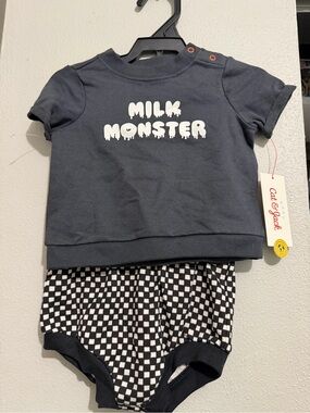 Cat & Jack Baby Navy "Milk Monster" Two-Piece Set 3-6 Months NWT